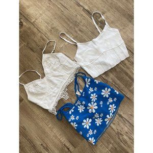 Pacsun LA Hearts Free People Womens Crop Tank Top Blue Floral White Size M